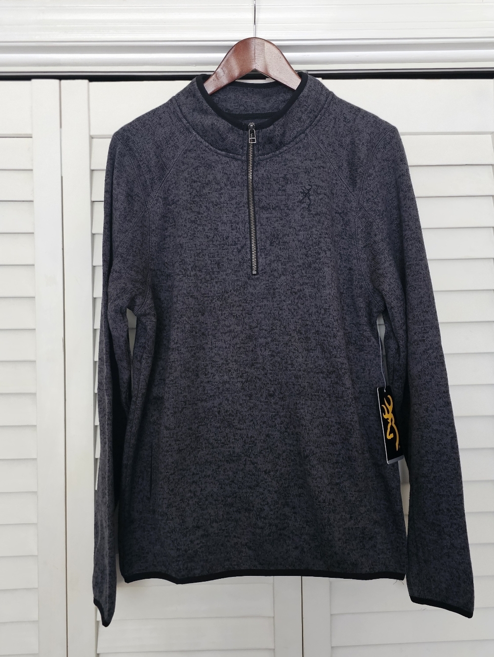 Browning Jaxon Quarter Zip Pullover Size M Heathered Black Gray Mock Neck NWT